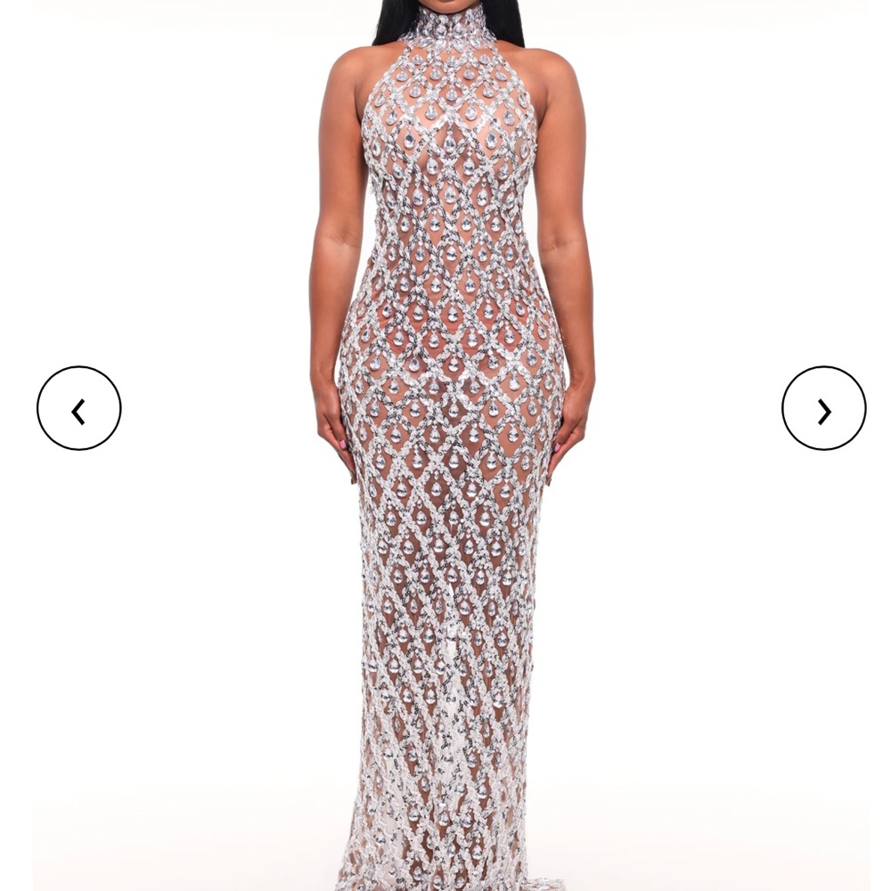 Alglist Halter CHANDELIER GOWN (brown mesh)